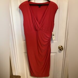 Ralph Lauren Coral Draped Midi Dress. NWT